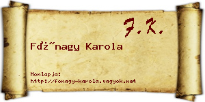 Fónagy Karola névjegykártya